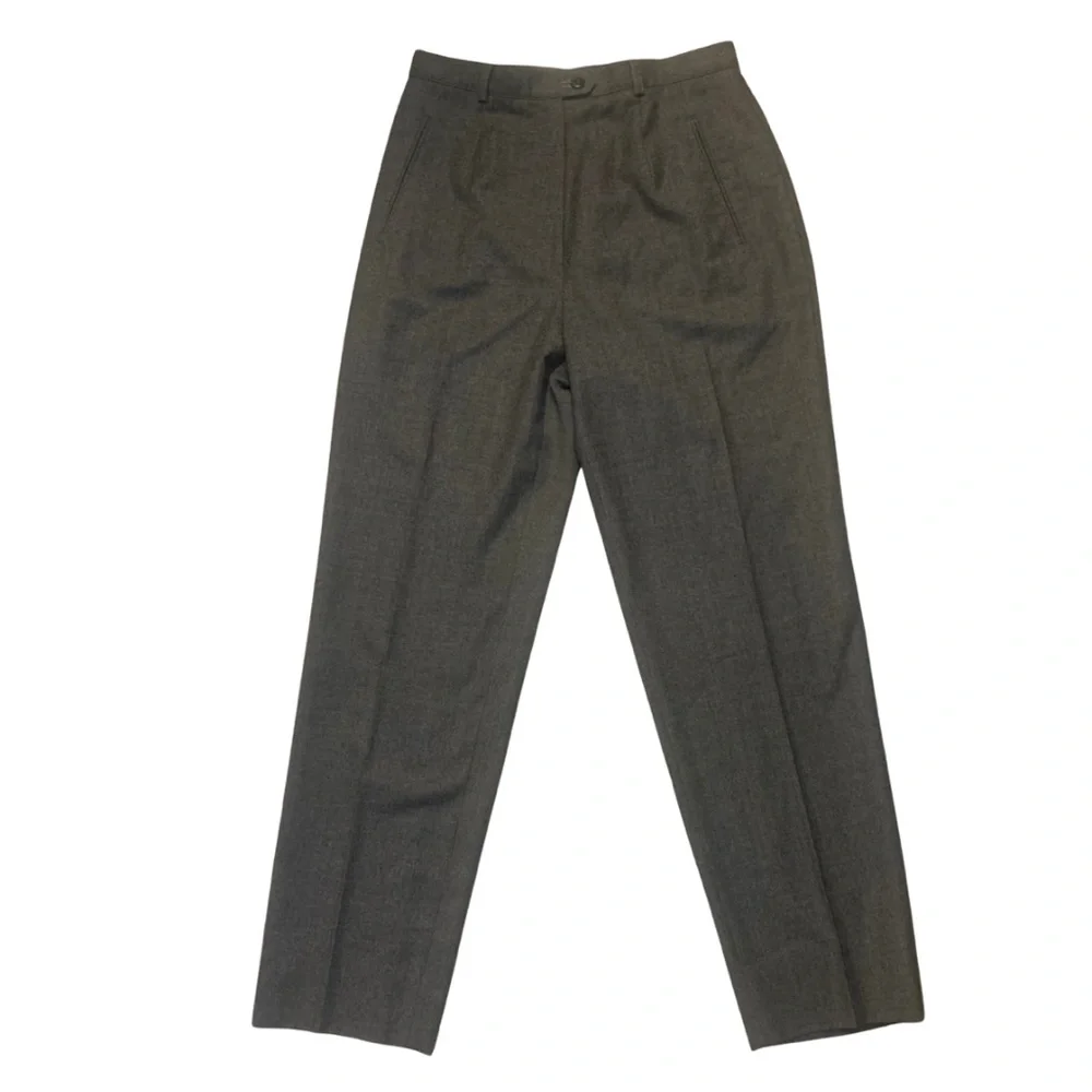 European Gray Wool High Waist Pleated Trousers Pants Size 6 - Picture 1 of 8